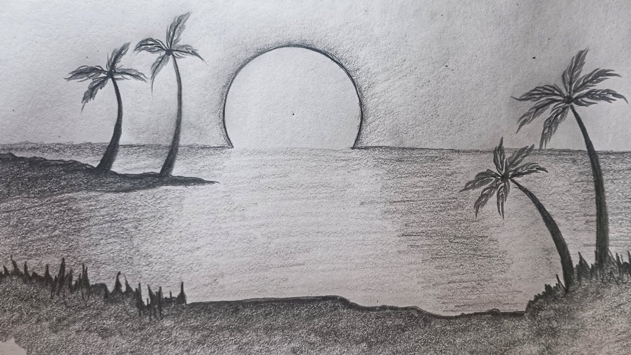 How to draw a landscape step by step 