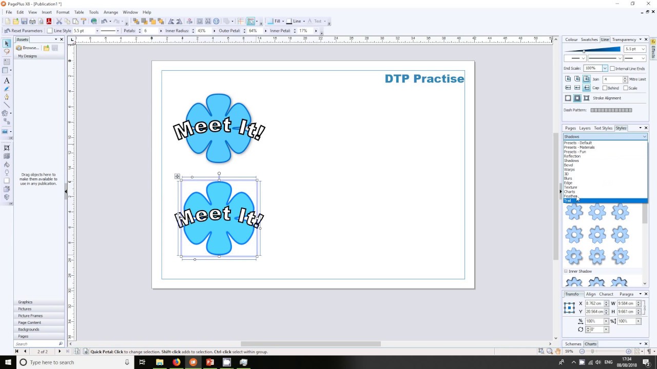Applying Shadows - Serif PagePlus