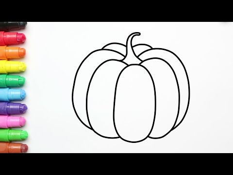 Cara Menggambar dan Mewarnai Labu dengan Crayon