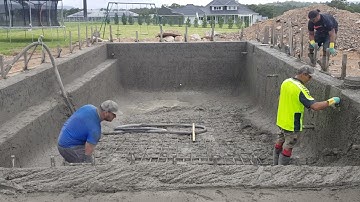 Shotcrete timelapse of a pool shell construction.