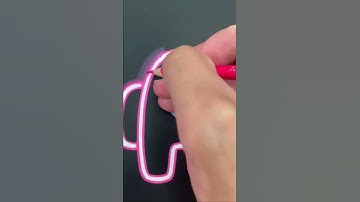 Drawing Among Us Neon Glow Effect Using Posca Markers! ( #Shorts )