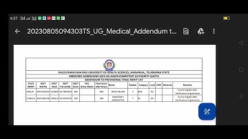 KNRUHS MBBS/BDS Addendum provisional merit list,Corringundem provisional merit list Released 🥳🥳