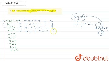 If 42x is divisible by 9, find the value of digit x. | 8 | PLAYING WITH NUMBERS  | MATHS | ICSE ...