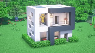 Minecraft SMALL MODERN HOUSE TUTORIAL - Minecraft Modern Mansion