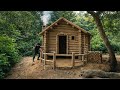 Building a Wooden House ALONE in the Forest | Warm Fireplace, Bushcraft Survival