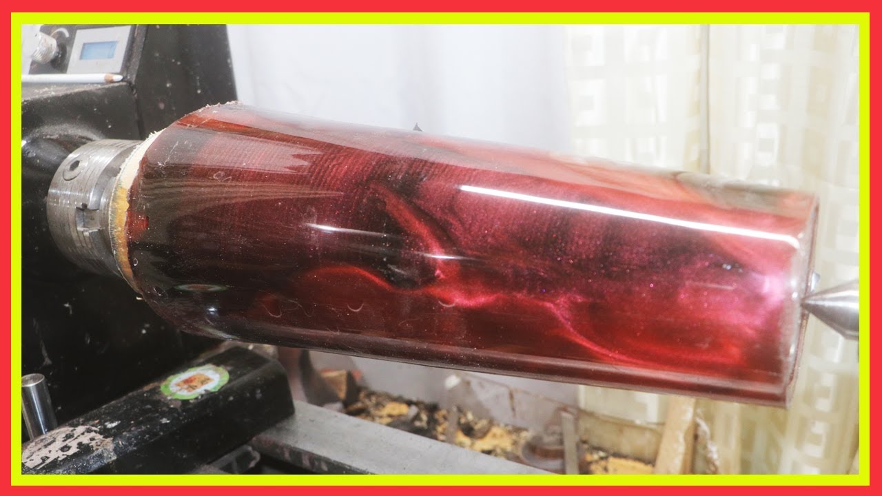 Wood turning black wood and red resin YouTube