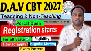 D.A.V CBT 2027🔥Teaching & Non-Teaching|Registration Starts📢| Portal Open|How to apply❓️#davschool