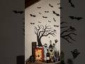 Make spooky Halloween decor with Cricut! #halloweendecor #walldecor #diy #cricut #batwall #tree