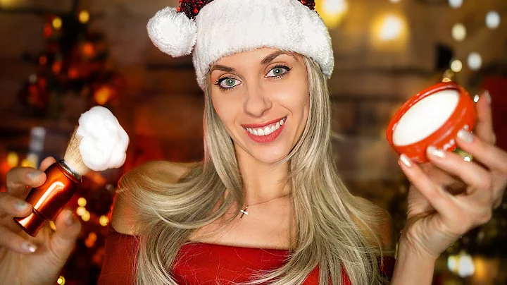 ASMR Barbershop Roleplay Haircut and Shave, Cozy Christmas ambiance, Personal Attention NO TALKING