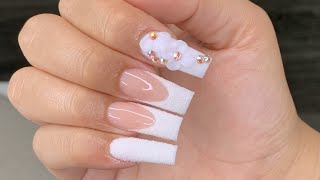 Medium French Tip Acrylic Nails