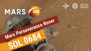 Mars 360: Three Forks Sample Depot Selfie NASA's Mars Perseverance Rover Sol 0684 (360video 8K)