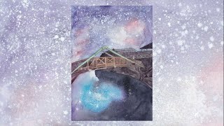 Watercolor Painting Stary Sky (Kozu Island, Japan) // 透明水彩画で神津島の星空を描いてみた