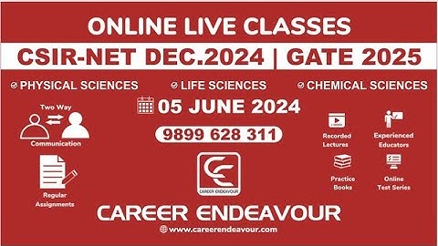 CSIR NET Online Classes Dec. 2024 | GATE 2025 | Career Endeavour