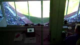 Working the scoreboard at Wrigley Field