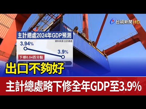 出口不夠好 主計總處略下修全年GDP至3.9%