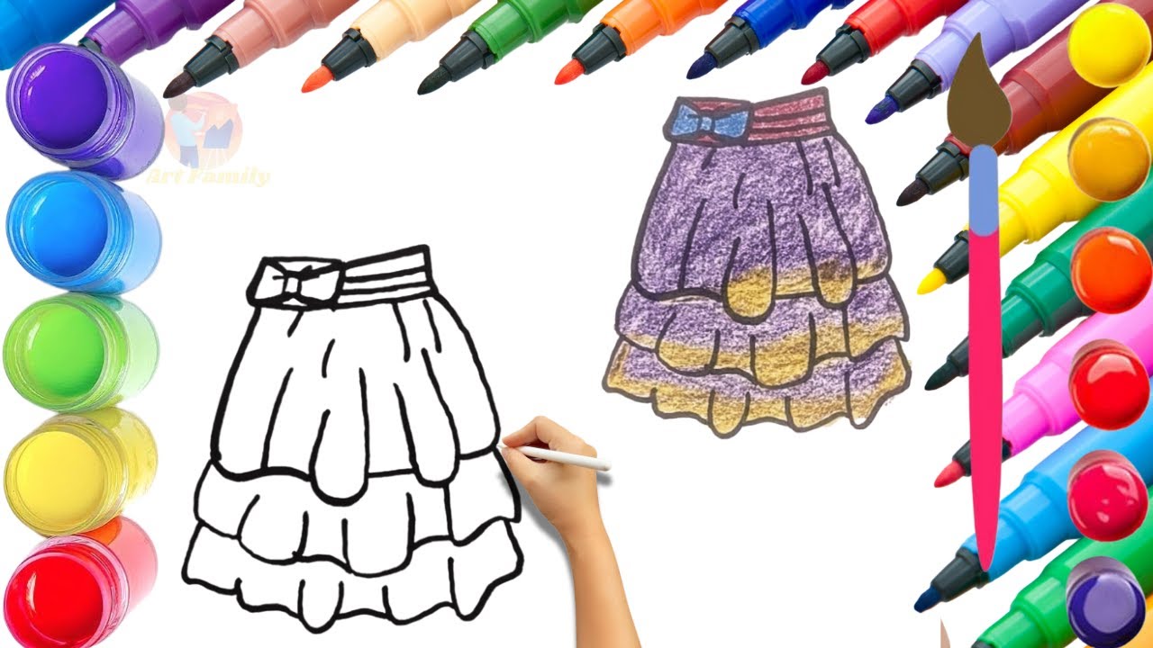 How To Draw cute Mini Skirt Drawing, Painting & Coloring For Kids and ...