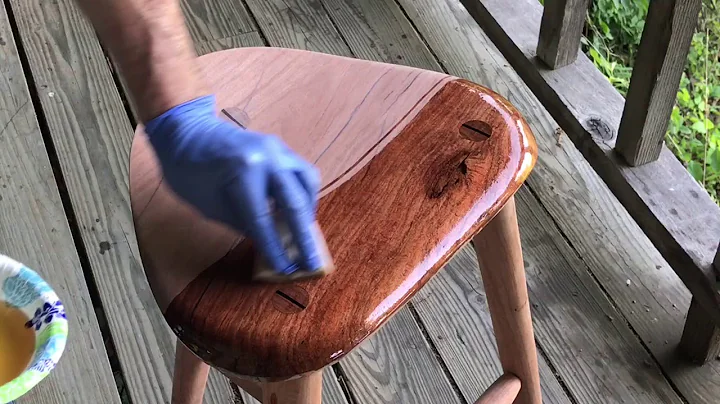 No.1  Applying oil finish to a stool made of Texas...