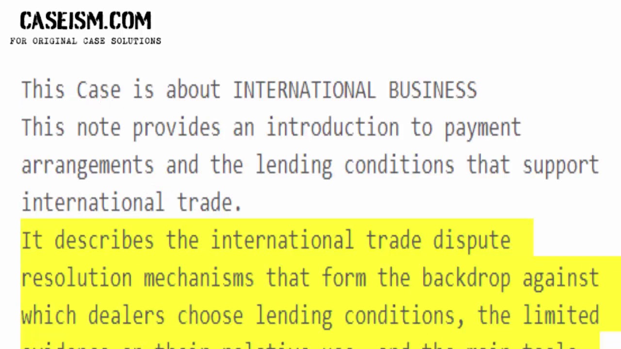 Note on International Trade Finance Case Study Help - Caseism.com