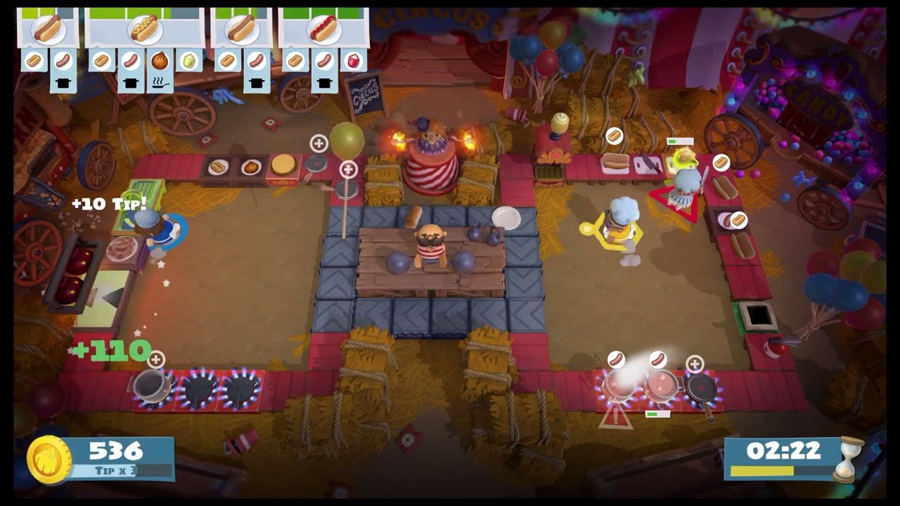 Overcooked 2 Carnival of Chaos Level 3-3 3 players 4 stars