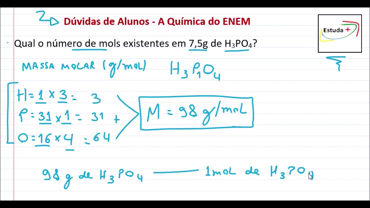 Qual O N mero De Mols Existentes Em 7 5g De H3PO4 YouTube