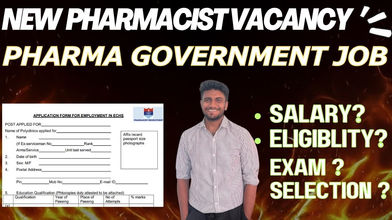 ECHS PHARMACIST VACANCY | GOVERNMENT PHARMACIST JOBS |  COMPLETE DETAILS ELIGIBLITY | SALARY | EXAM