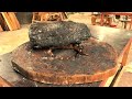 Machining A Piece Of Wood With Strange Holes - Creates A Quite Unique Table With A Quite Sturdy Base