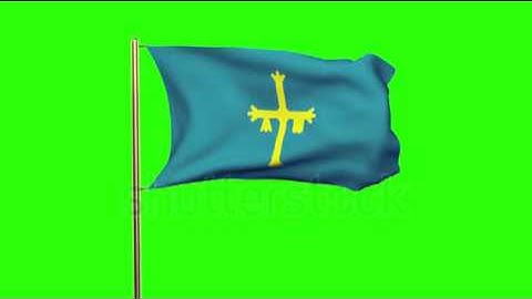 Asturias flag waving in the wind. Green screen, alpha matte. Loopable animation Stock video by