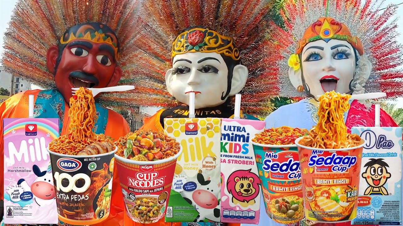 LUCU! ONDEL ONDEL MAKAN SEMUA MIE, NANGIS KEPEDESAN DIKASIH SUSU, ONDEL ONDEL KETAWA DAN BERNYANYI