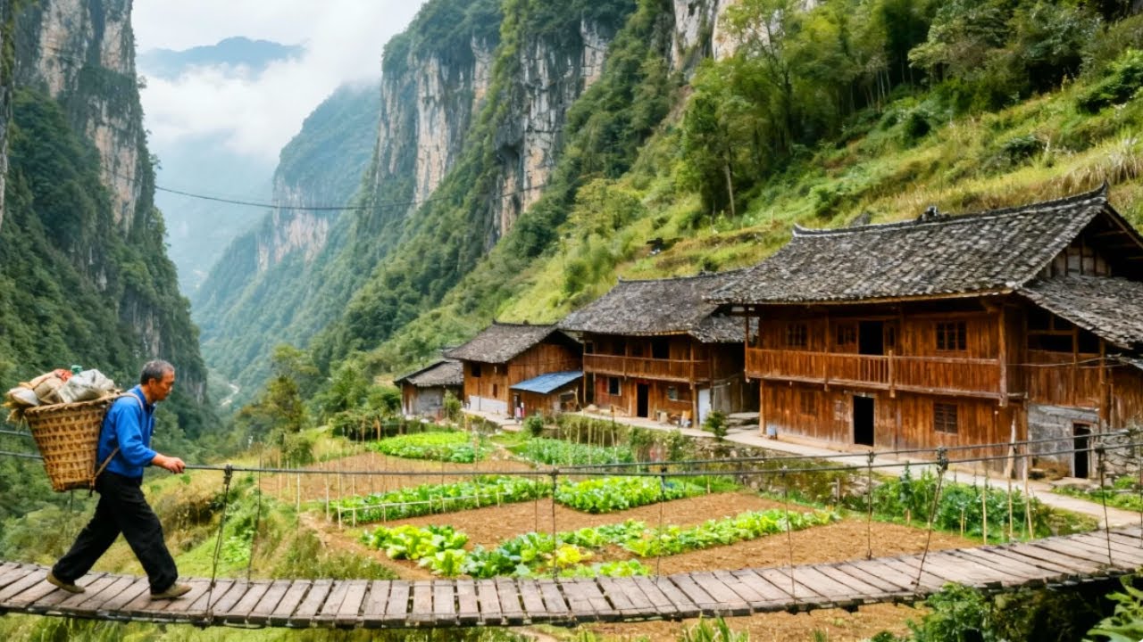 探访重庆深山独户，房子被两座峡谷夹住，两位80岁老人独居峡谷，种地养鸡真是世外桃源！【乡村阿泰】