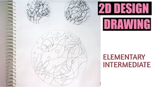 Drawing 2D design in a circle using nature and geometric forms.