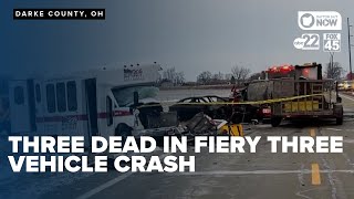 Car crash and fire on SR49 in Darke County claim lives of 3 people, 3 others hurt
