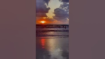 Thumbnail of You guys are so brave!😅😃 #goldenhour #clouds #beach #waves #aesthetic