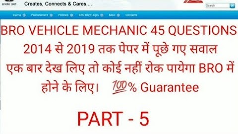 Bro Vehicle mechanic previous written exam questions