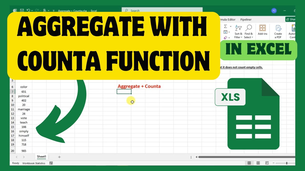 How to use Aggregate with Counta function in excel - YouTube