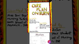 Nursing care Plan On BURN #Ncp#care #plane #shortvideo #nursingstudent