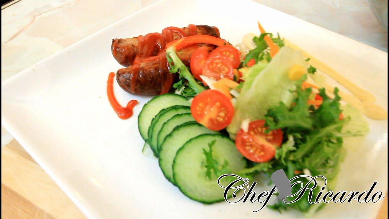 Summer Salad Served With Pork Sausages Easy To Make Recipes By Chef