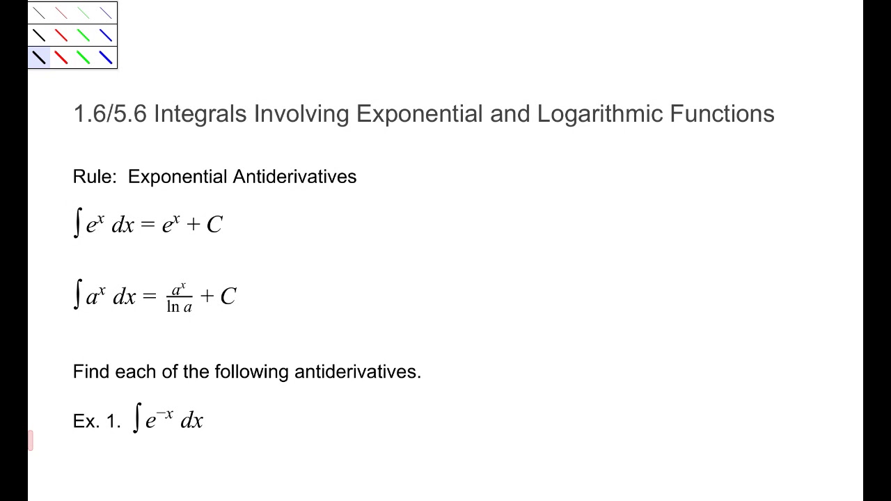 1 6 Integrals Involving Exponential And Logarithmic Functions YouTube 1-6-integrals-involving-exponential-and-logarithmic-functions-youtube