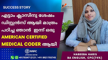 HABEEBA HARIS(BA,CPC-74%), completed medical coding and become a US Certified Medical Coder