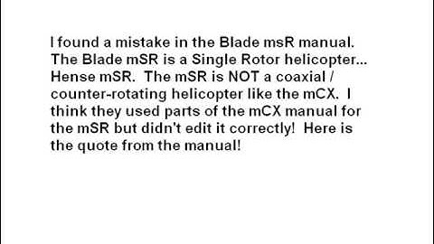 E-flite Blade mSR manual error / mistake