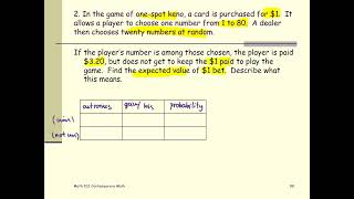 M102 Sec11_8 Expected Value - Game of Chance, One-Spot Keno screenshot 1