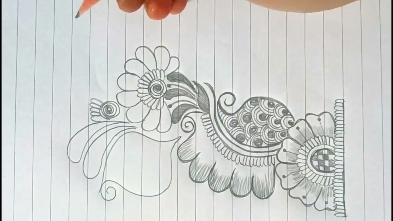 Easy mehndi design||mehndi drawing class 1||new pencil mehndi design||