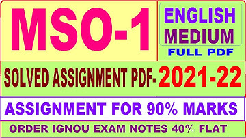 mso 001 solved assignment 2021-22 / mso 001 solved assignment in English / ignou mso 1