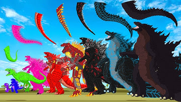 Godzilla & KONG, PYTHON, SHARK, BLOOP: Monster Tail Size Comparison | Godzilla & KONG Cartoon