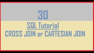 Tutorial 30 : Cross Join or Cartesian Join Explained