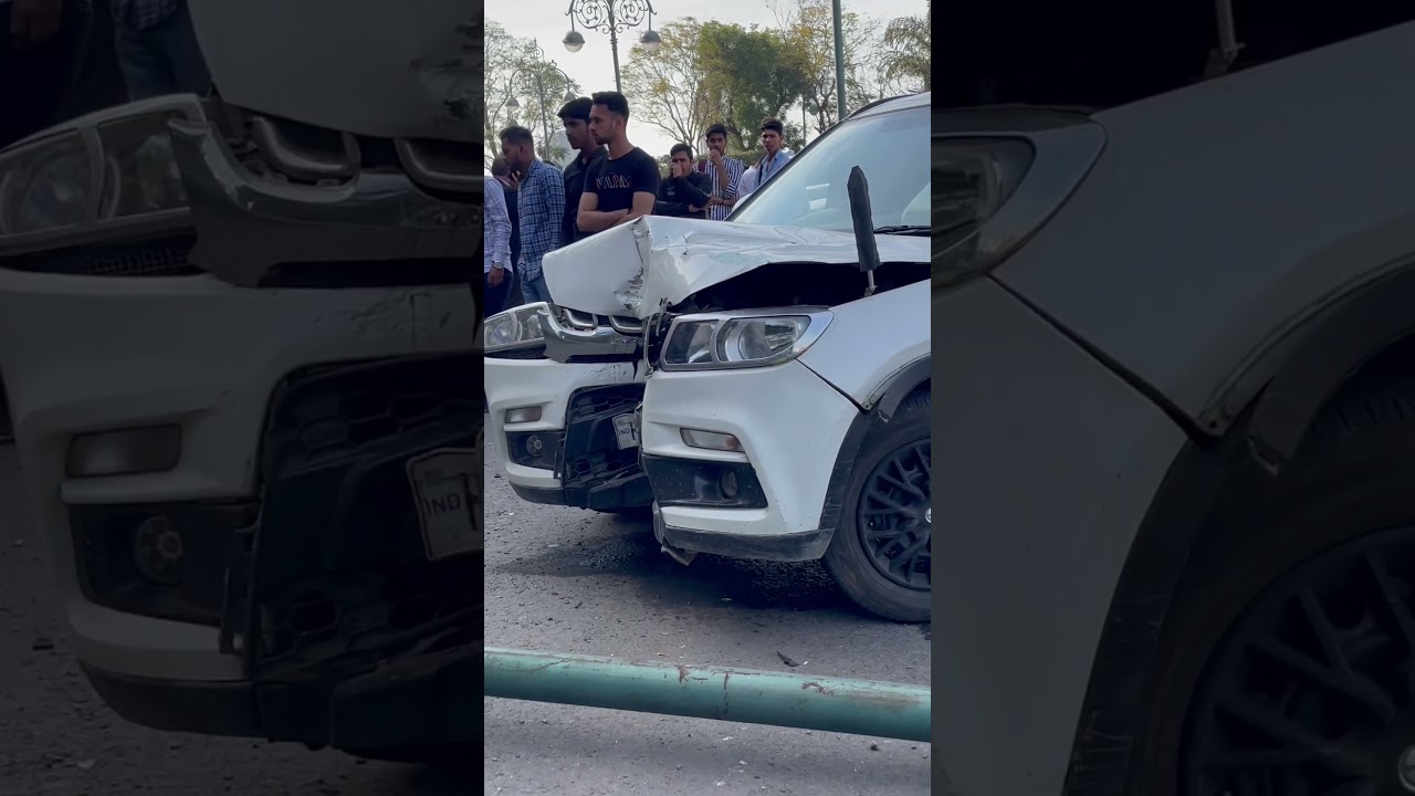 🚘Brezza accident in college 👀 
