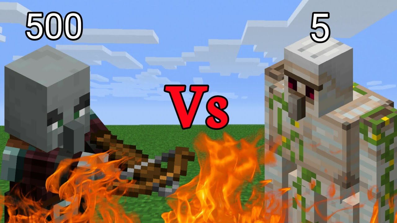 Pillager vs Iron golem minecraft YouTube