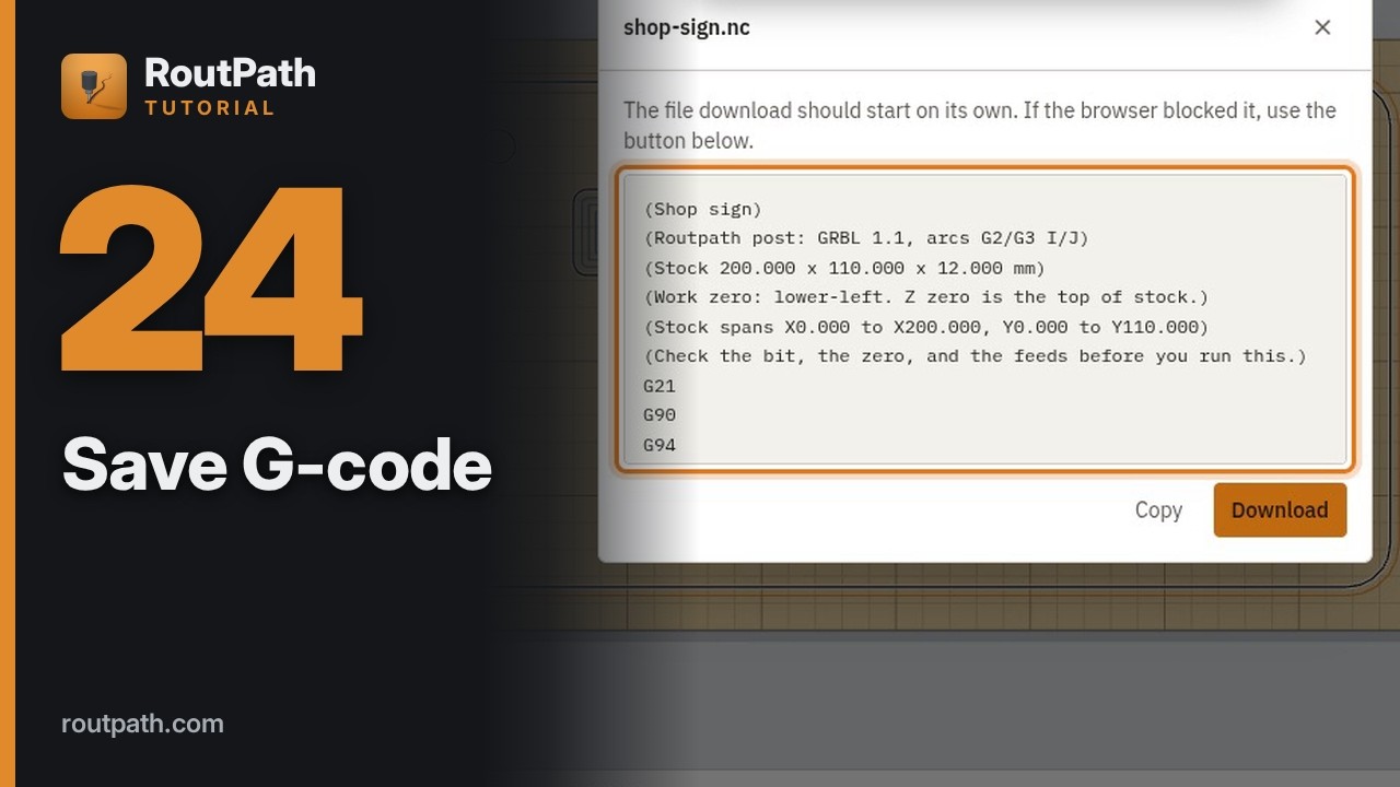 RoutPath Tutorial 24: Save G-code for GRBL and FluidNC - YouTube
