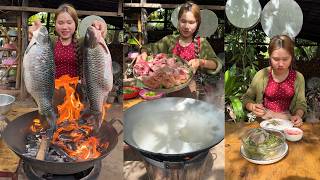Yummy burned fish cooking | Burned fish soup recipes | Cook and Eat