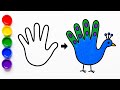 Peacock drawing from Using Your Hand🖐️| Easy Drawing | step by step