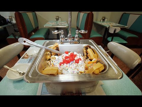 Krisch’s Famous Kitchen Sink Challenge Sundae - news 12 long island food - YouTube News 12